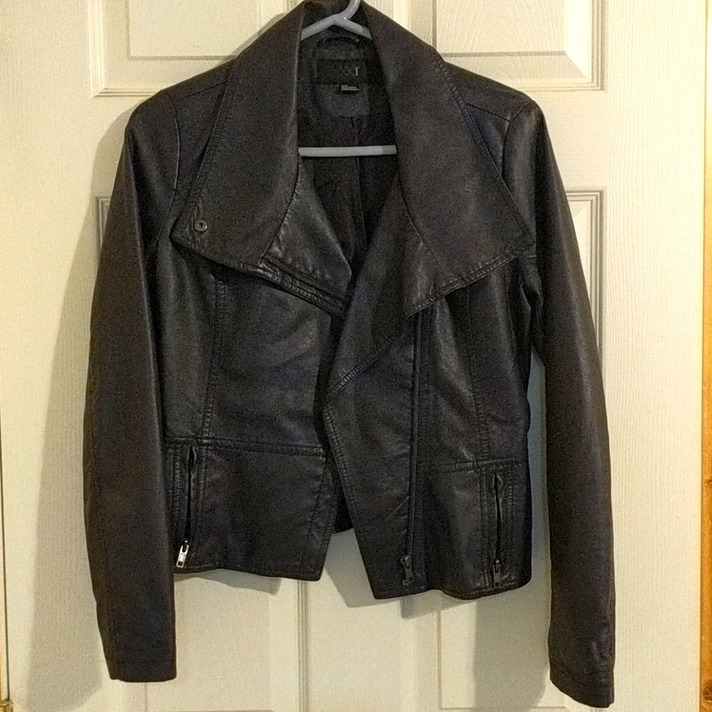 Faux Leather jacket, purplish black.